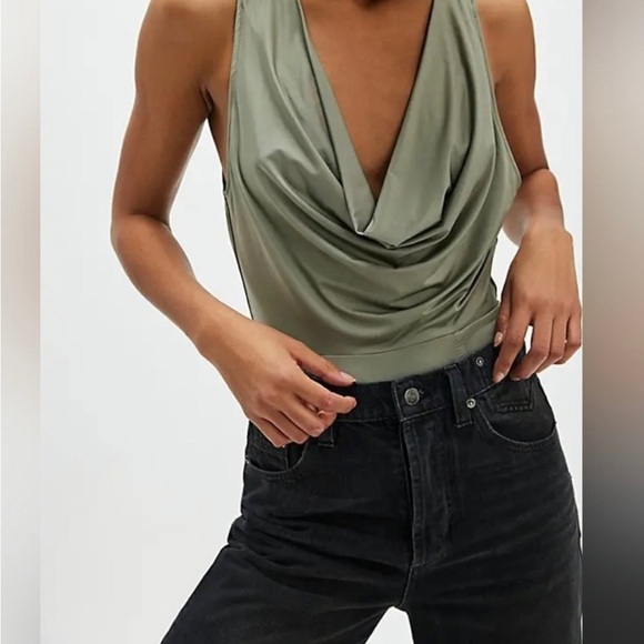 Free People Intimately Women M Laurel Oak When And Where Bodysuit Cowl Neck - Picture 3 of 11